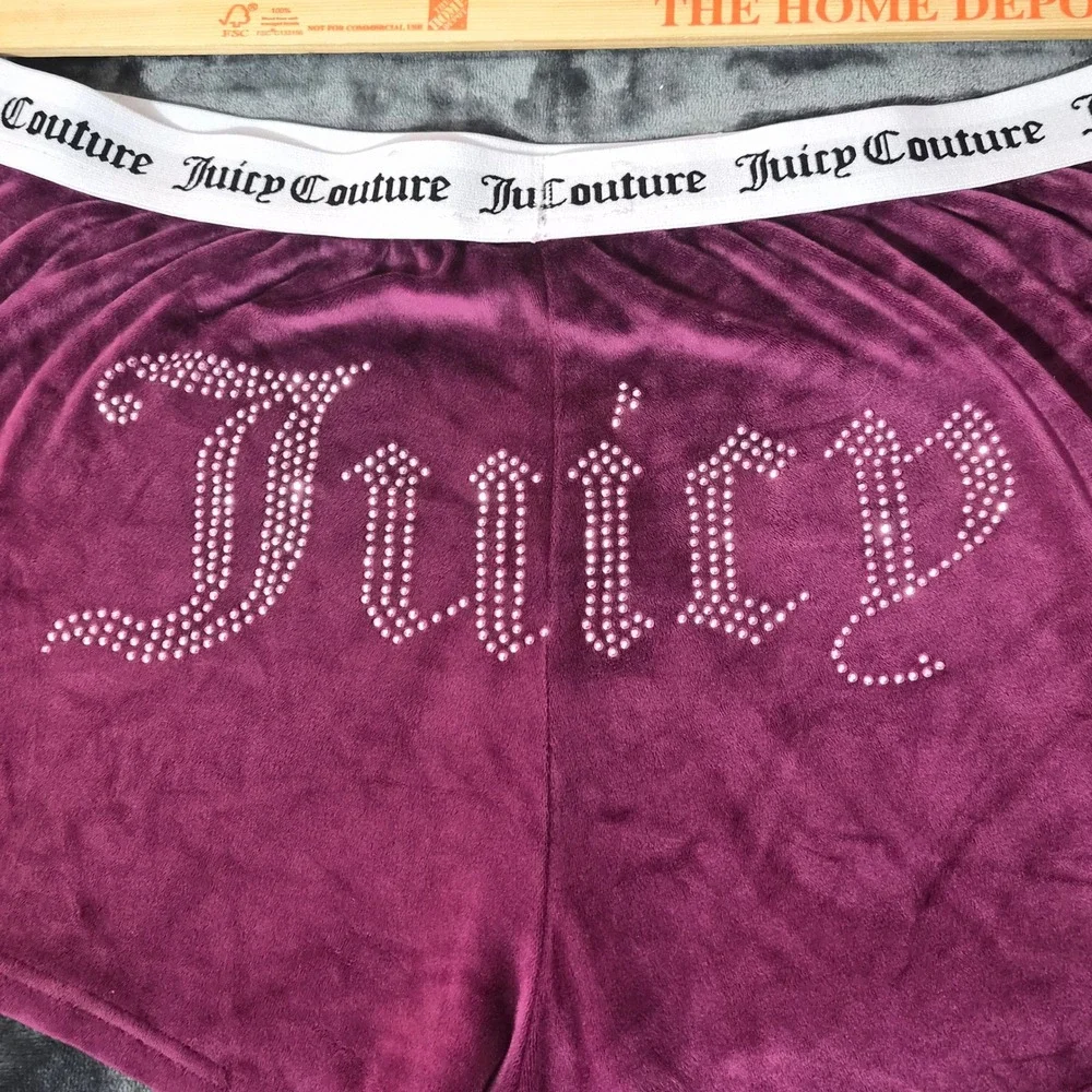 Juicy Couture Velour Sleep Shorts XL Plum Purple Rhinestone Logo Y2K Lounge